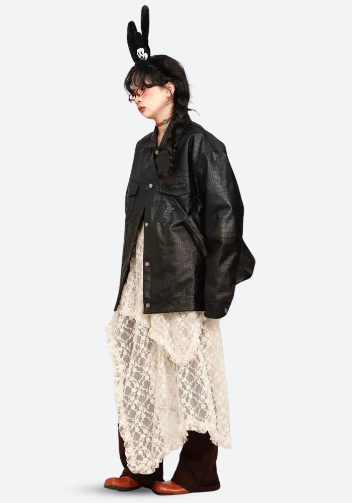 Fairy Grunge Lace Midi Skirt - Retro Y2K Fashion, 90s Style, Perfect for Y2K Outfits