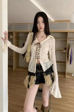Fairy Grunge Transparent Lace Top - Retro Y2K Fashion, 90s Style, Perfect for Y2K Outfits