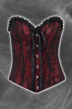 Gothic Ribbon Corset Top - Y2K Grunge Fashion, Retro Style 90s Outfit