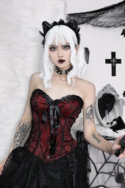 Gothic Ribbon Corset Top - Y2K Grunge Fashion, Retro Style 90s Outfit