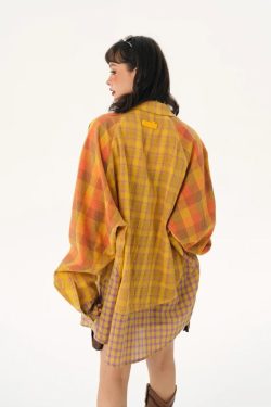 Grunge Multi Pattern Plaid Shirt - Retro Y2K Fashion, 90s Style, Perfect for Y2K Outfits