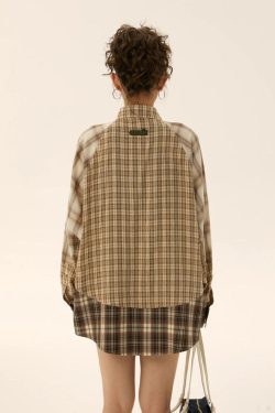Grunge Multi Pattern Plaid Shirt - Retro Y2K Fashion, 90s Style, Perfect for Y2K Outfits