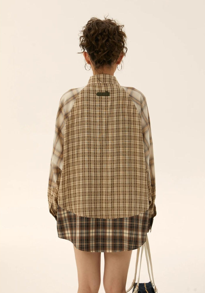 Grunge Multi Pattern Plaid Shirt - Retro Y2K Fashion, 90s Style, Perfect for Y2K Outfits