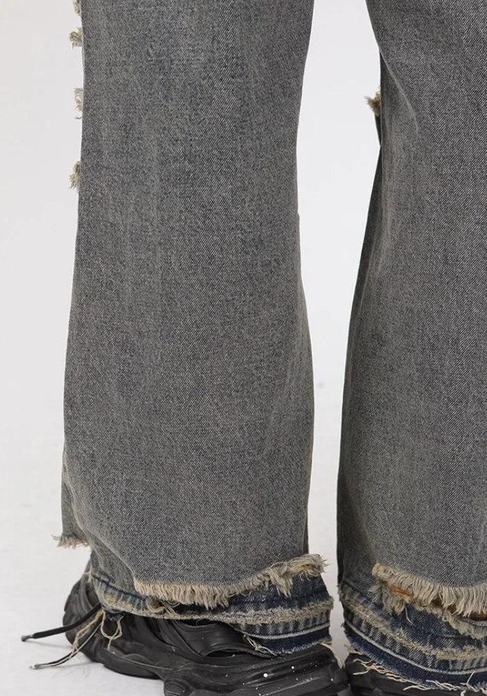 Grunge Ripped Straight Leg Y2K Jeans - Retro 90s Fashion Outfit
