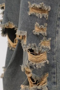 Grunge Ripped Straight Leg Y2K Jeans - Retro 90s Fashion Outfit