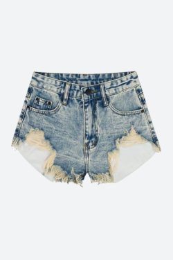 Grunge Tasseled Denim Shorts - Retro Y2K Summer Fashion, 90s Style Outfits