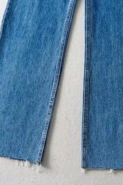 High Waist Retro Washed Y2K Jeans - Perfect for 90s and Y2K Fashion Outfits
