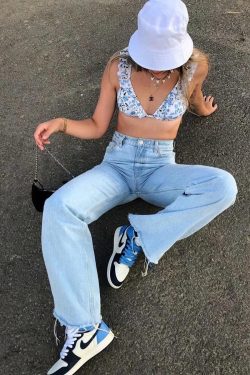 High Waist Retro Washed Y2K Jeans - Perfect for 90s and Y2K Fashion Outfits
