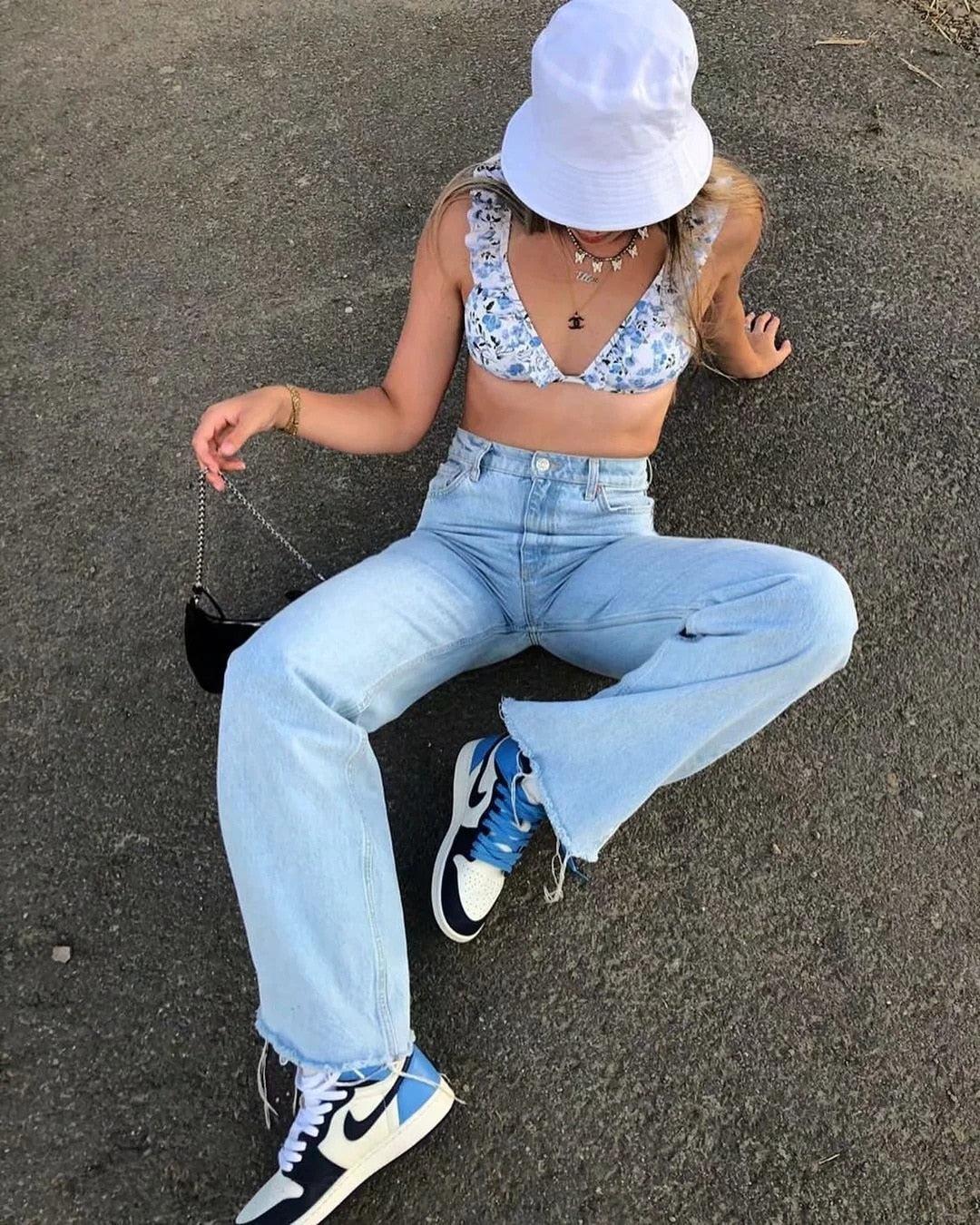 High Waist Retro Washed Y2K Jeans - Perfect for 90s and Y2K Fashion Outfits
