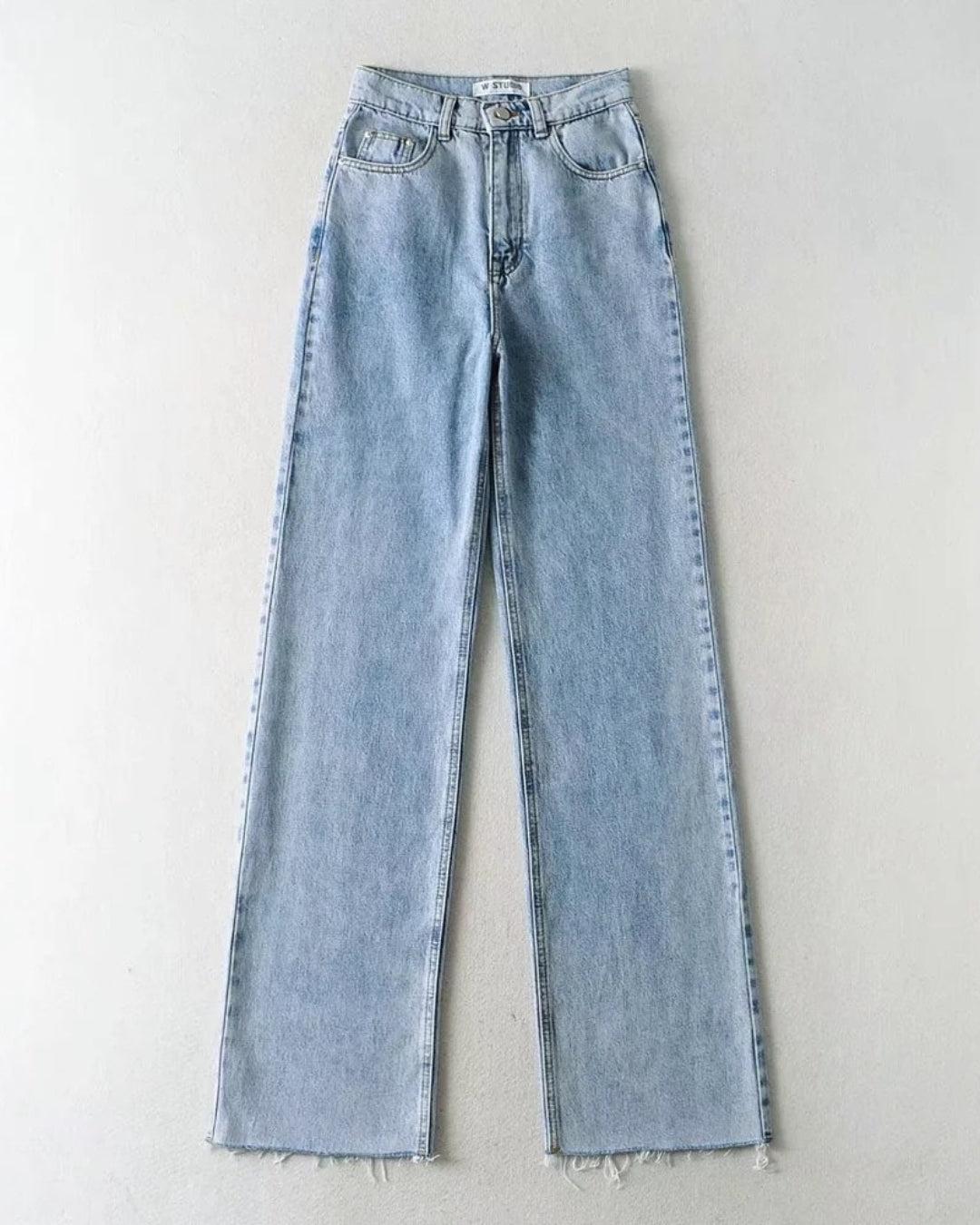 High Waist Retro Washed Y2K Jeans - Perfect for 90s and Y2K Fashion Outfits