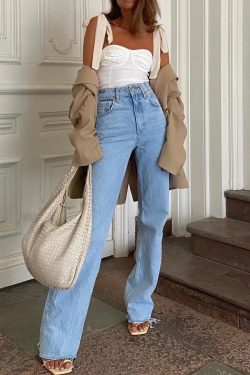 High Waist Retro Washed Y2K Jeans - Perfect for 90s and Y2K Fashion Outfits