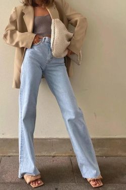 High Waist Retro Washed Y2K Jeans - Perfect for 90s and Y2K Fashion Outfits