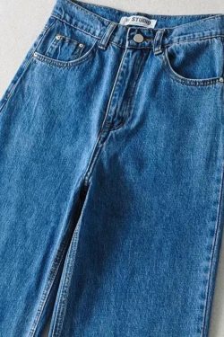 High Waist Retro Washed Y2K Jeans - Perfect for 90s and Y2K Fashion Outfits