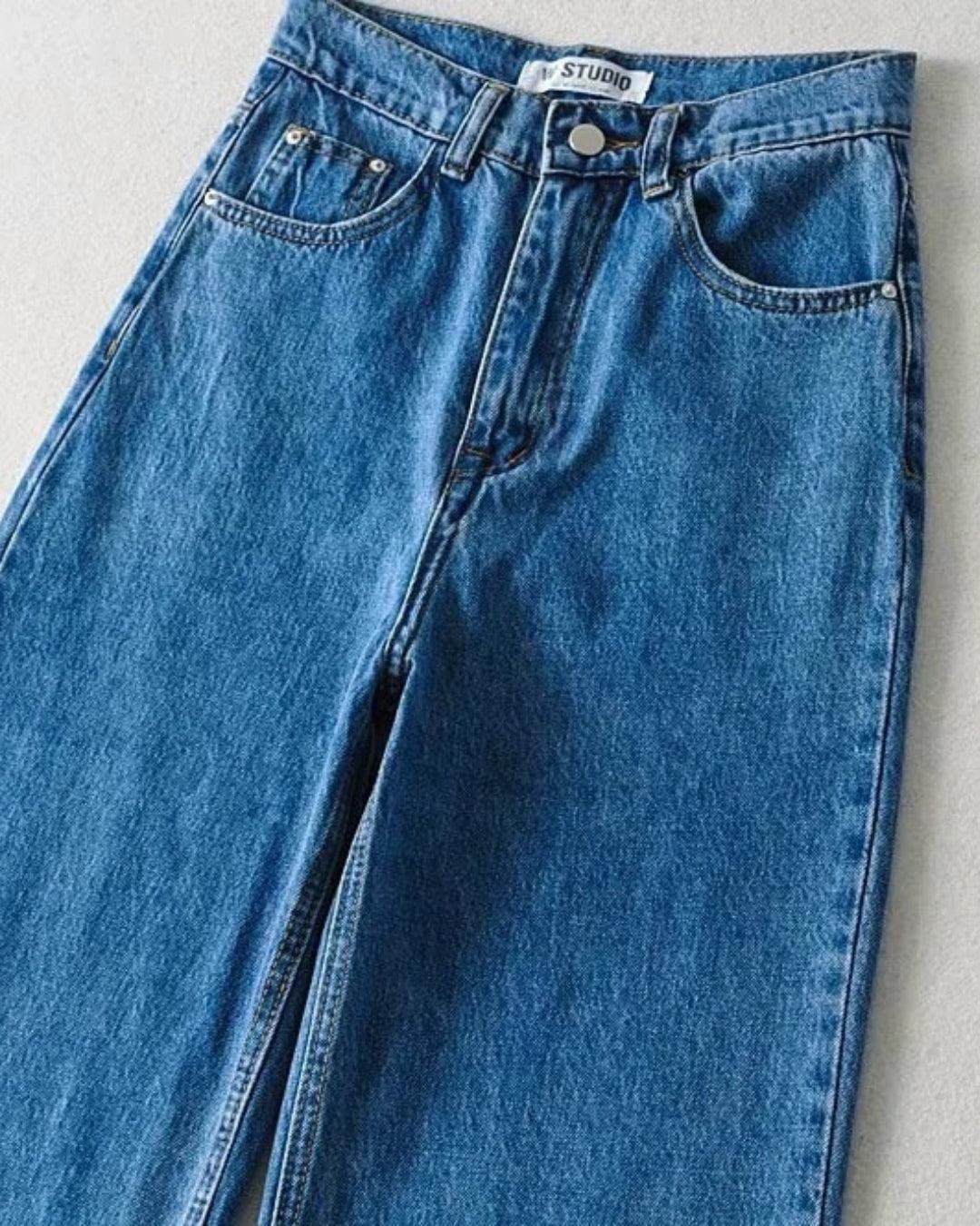 High Waist Retro Washed Y2K Jeans - Perfect for 90s and Y2K Fashion Outfits