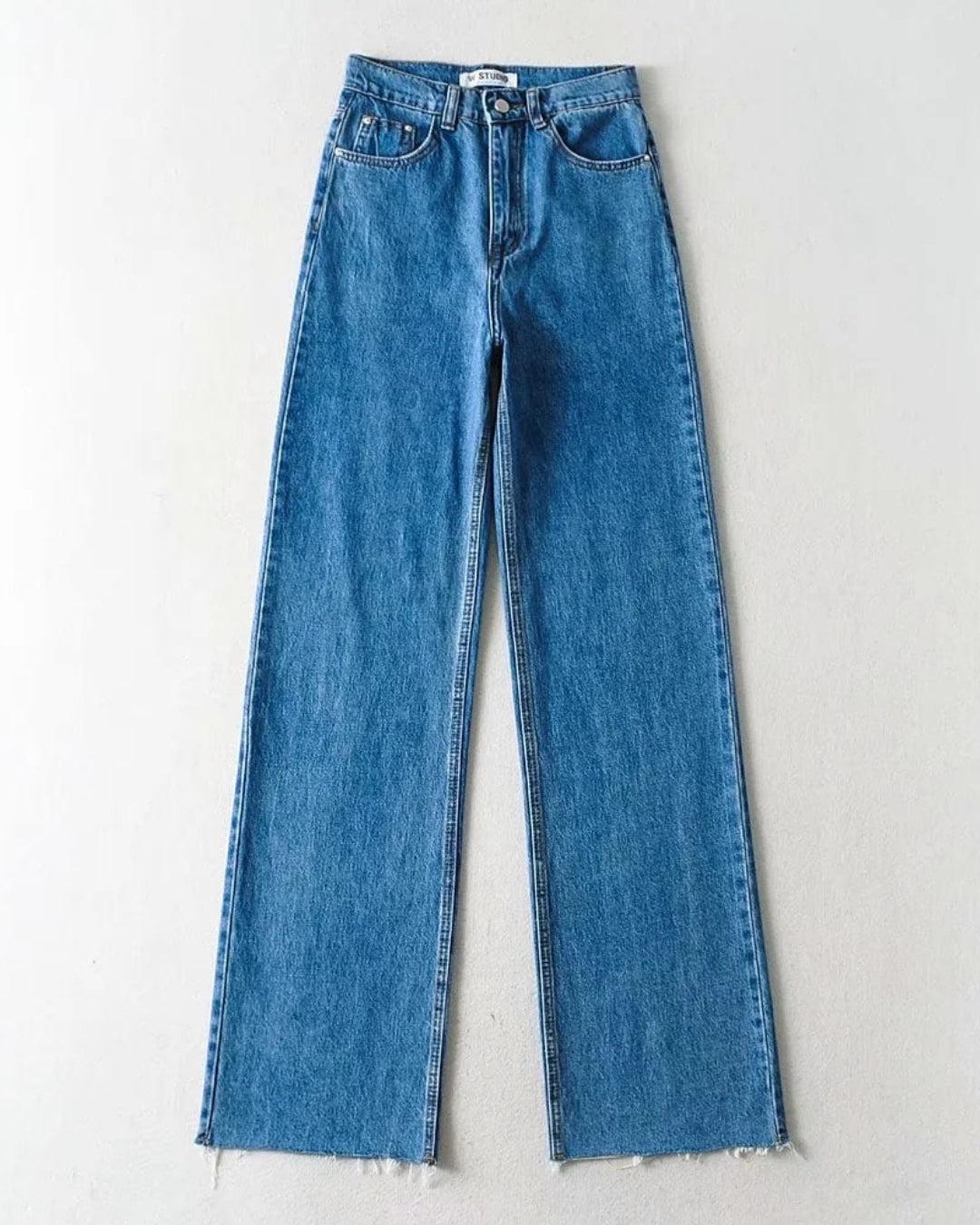 High Waist Retro Washed Y2K Jeans - Perfect for 90s and Y2K Fashion Outfits