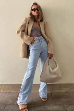 High Waist Retro Washed Y2K Jeans - Perfect for 90s and Y2K Fashion Outfits