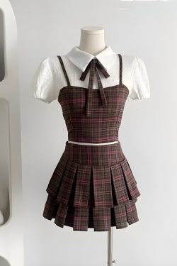 Kawaii Plaid Two Piece Set - Y2K Summer Outfits, 90s Fashion, Retro Style