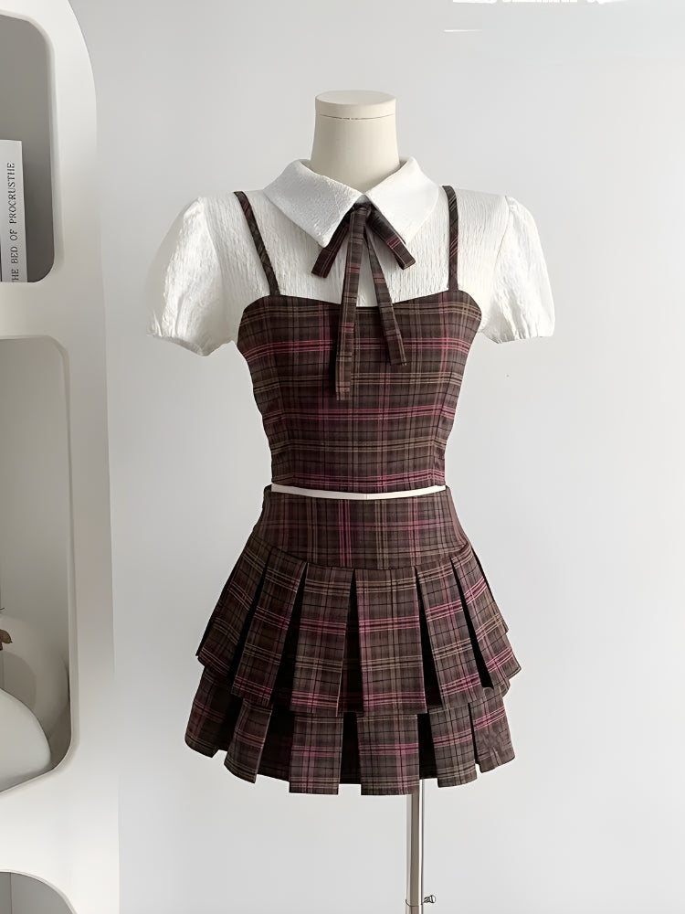 Kawaii Plaid Two Piece Set - Y2K Summer Outfits, 90s Fashion, Retro Style
