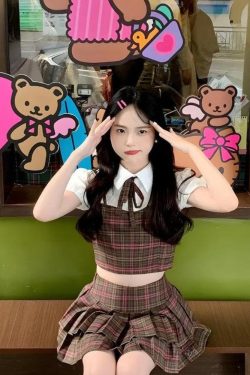 Kawaii Plaid Two Piece Set - Y2K Summer Outfits, 90s Fashion, Retro Style