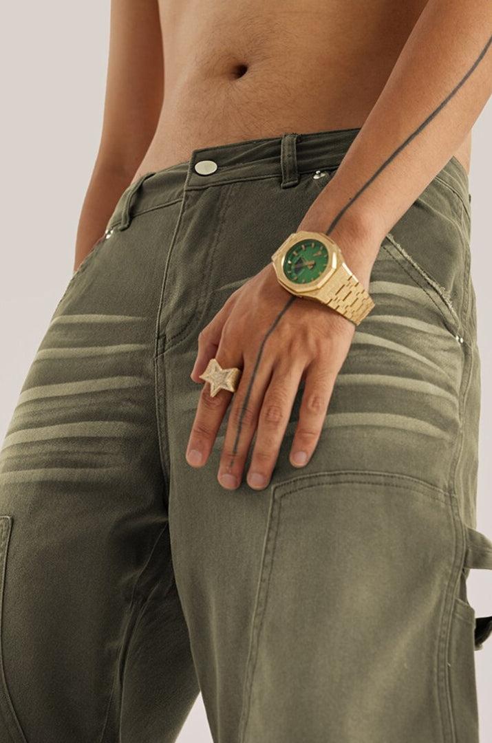 Mid Rise Washed Distressed Y2K Jeans - Retro 90s Grunge Style