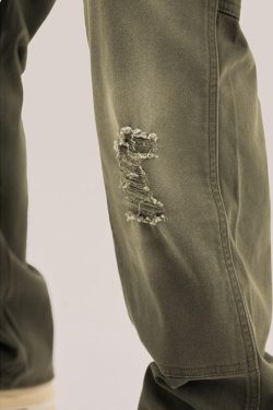 Mid Rise Washed Distressed Y2K Jeans - Retro 90s Grunge Style