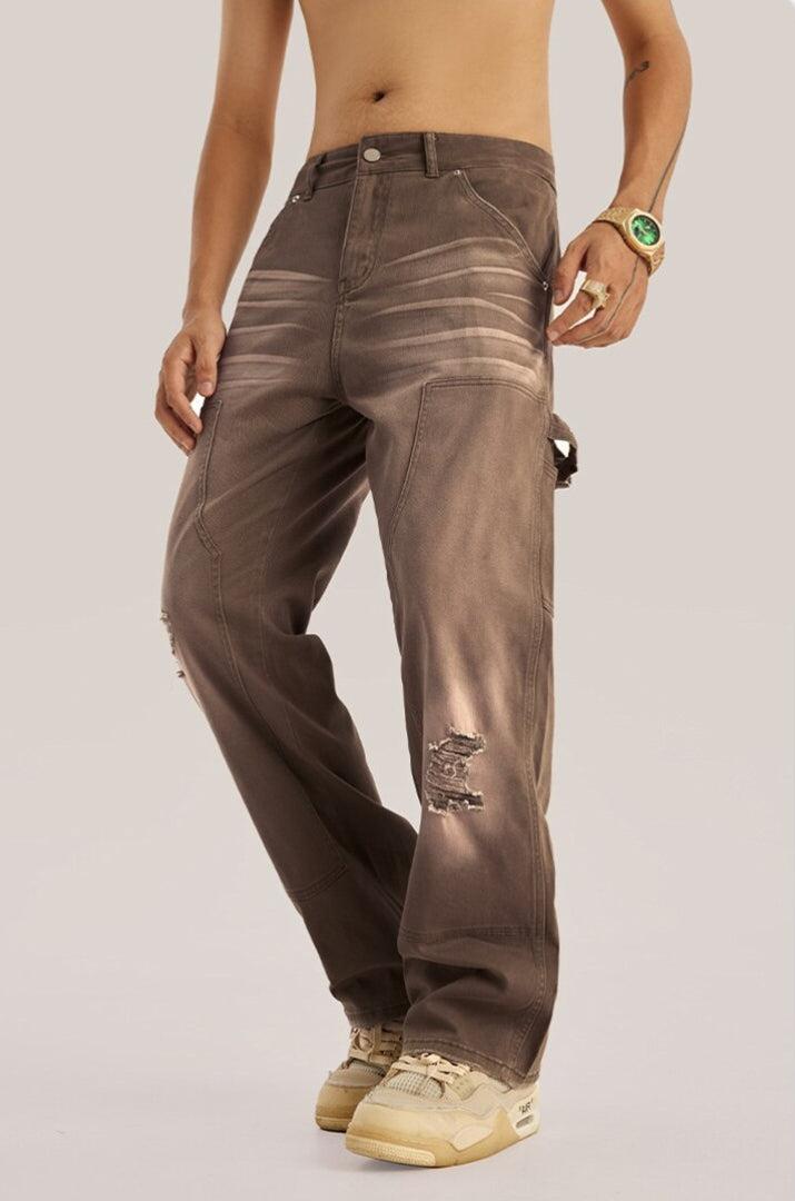 Mid Rise Washed Distressed Y2K Jeans - Retro 90s Grunge Style