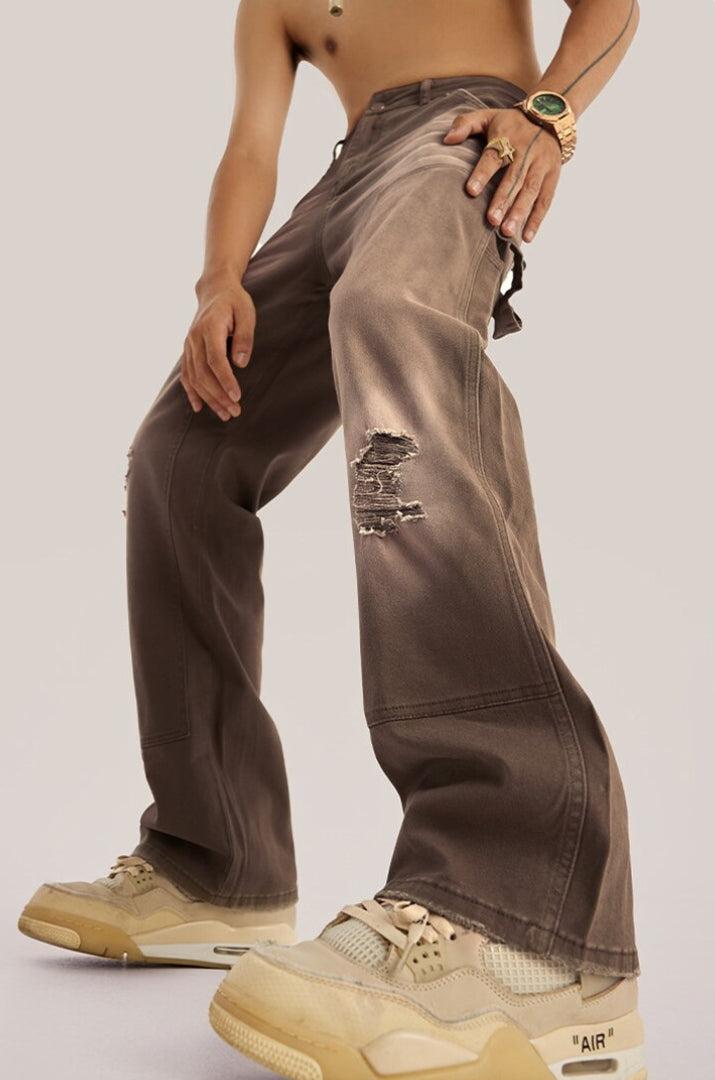Mid Rise Washed Distressed Y2K Jeans - Retro 90s Grunge Style