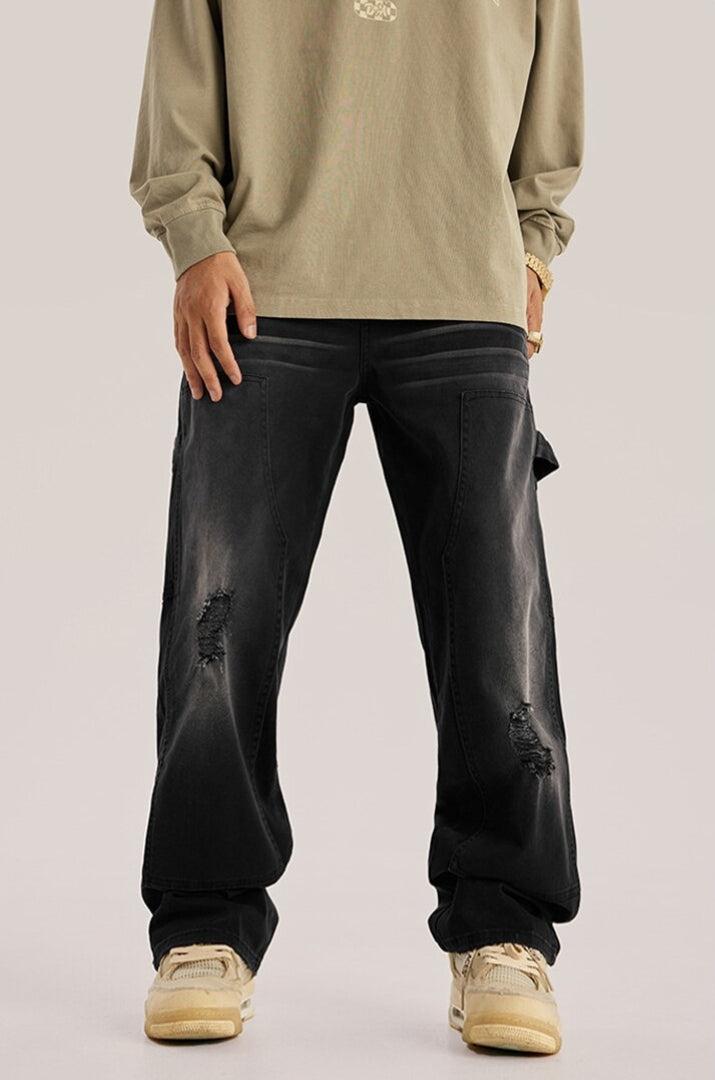 Mid Rise Washed Distressed Y2K Jeans - Retro 90s Grunge Style