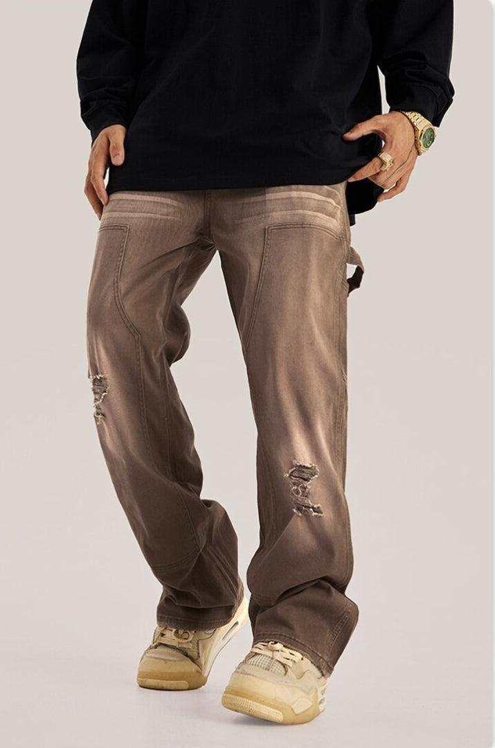 Mid Rise Washed Distressed Y2K Jeans - Retro 90s Grunge Style