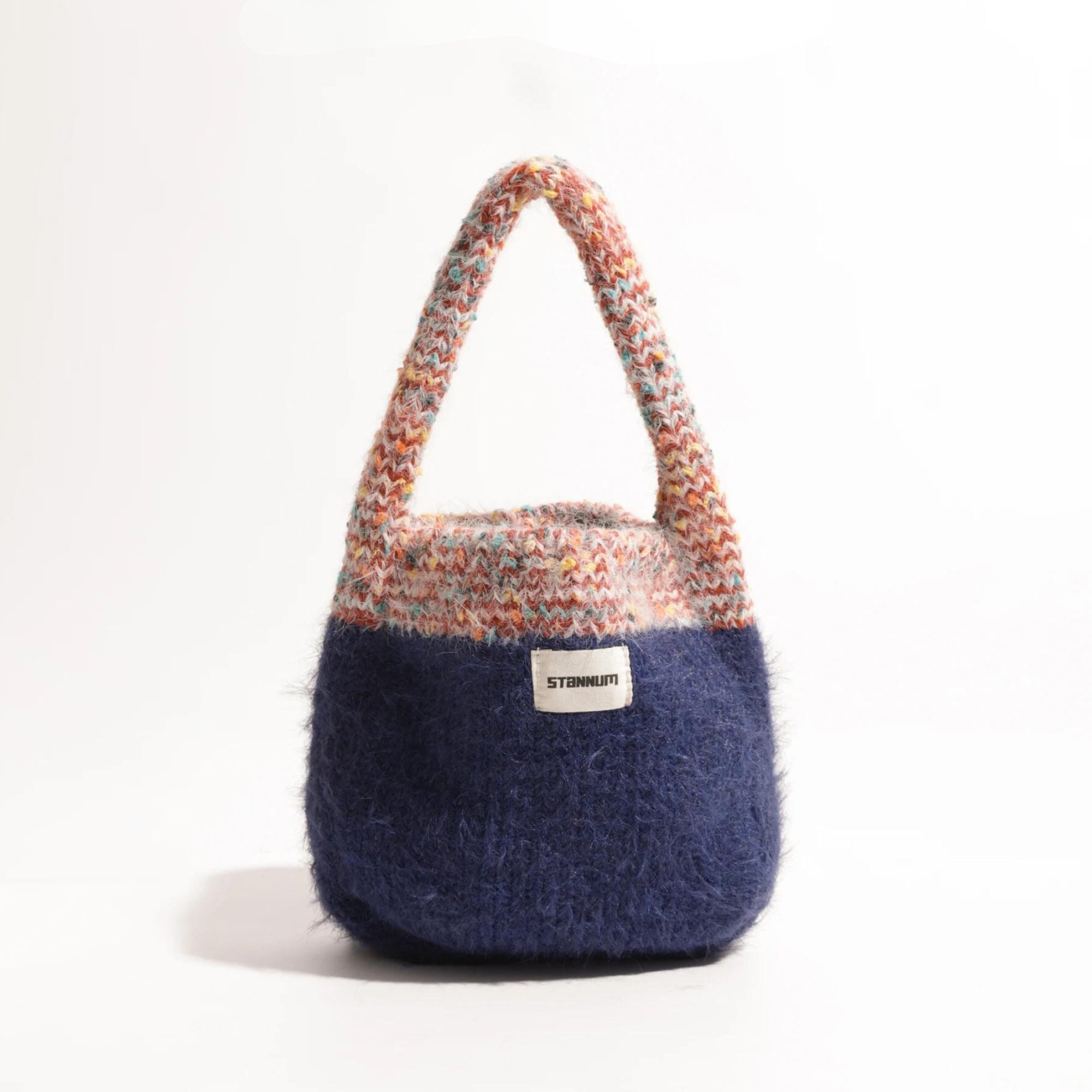 Retro Multicolor Knitted Bucket Bag - Perfect for Y2K Summer Outfits and 90s Fashion