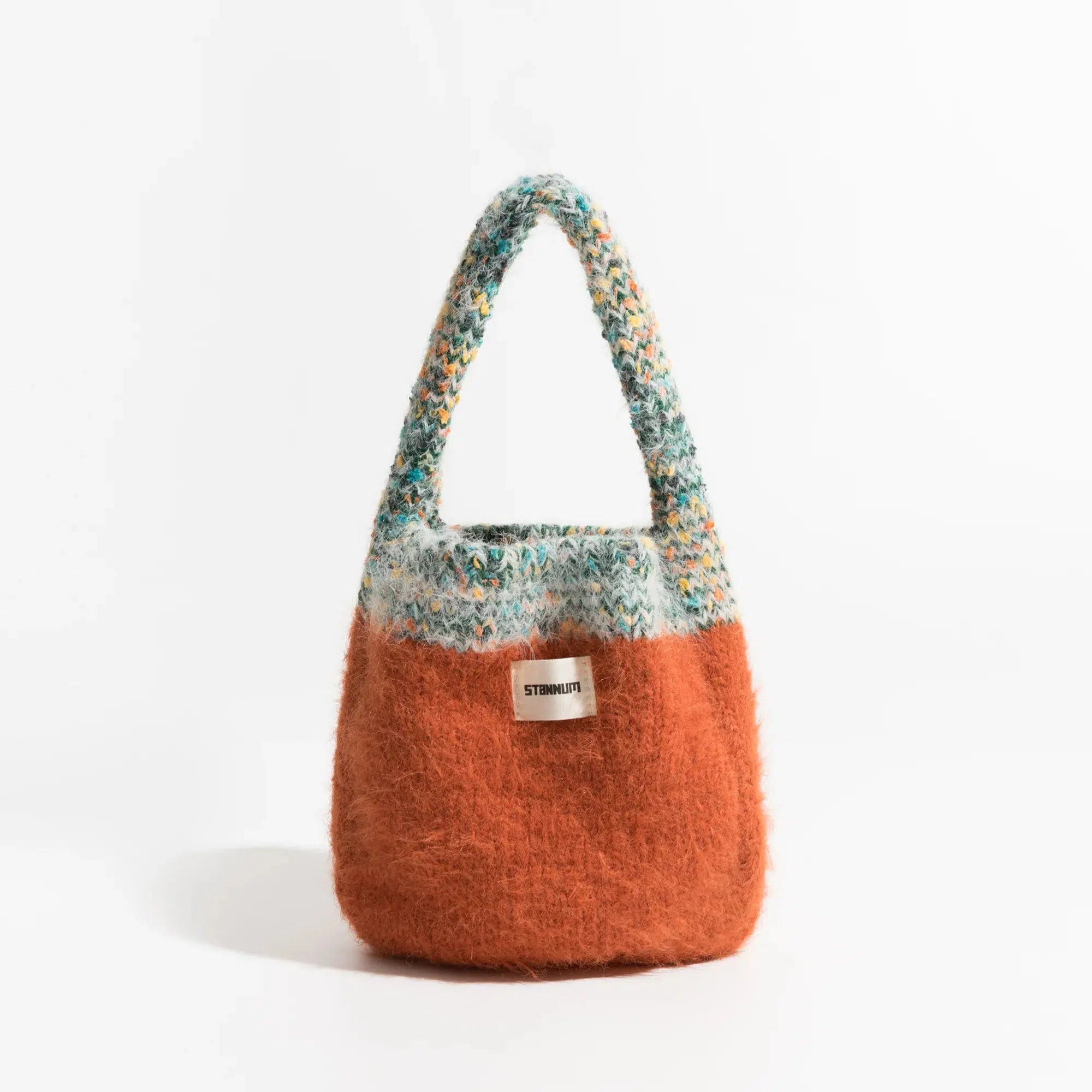 Retro Multicolor Knitted Bucket Bag - Perfect for Y2K Summer Outfits and 90s Fashion