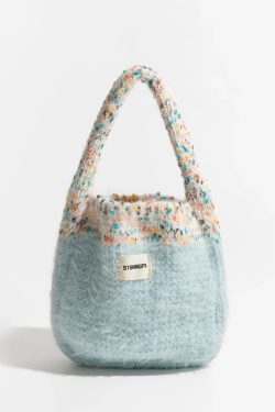 Retro Multicolor Knitted Bucket Bag - Perfect for Y2K Summer Outfits and 90s Fashion