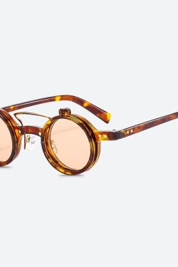 Retro Round Flip-Up Sunglasses - Perfect for Y2K and 90s Fashion Outfits