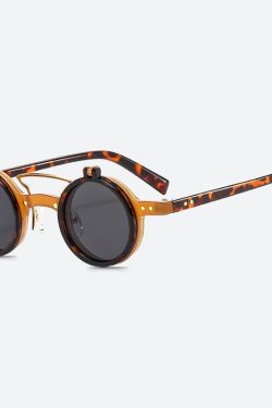 Retro Round Flip-Up Sunglasses - Perfect for Y2K and 90s Fashion Outfits