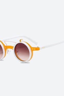 Retro Round Flip-Up Sunglasses - Perfect for Y2K and 90s Fashion Outfits