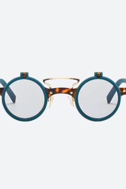 Retro Round Flip-Up Sunglasses - Perfect for Y2K and 90s Fashion Outfits