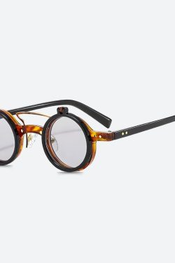 Retro Round Flip-Up Sunglasses - Perfect for Y2K and 90s Fashion Outfits