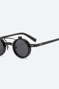 Retro Round Flip-Up Sunglasses - Perfect for Y2K and 90s Fashion Outfits