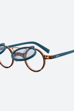 Retro Round Flip-Up Sunglasses - Perfect for Y2K and 90s Fashion Outfits