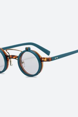 Retro Round Flip-Up Sunglasses - Perfect for Y2K and 90s Fashion Outfits