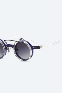 Retro Round Flip-Up Sunglasses - Perfect for Y2K and 90s Fashion Outfits