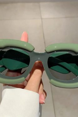 Retro Square Puffer Sunglasses - Perfect for Y2K and 90s Fashion Outfits