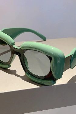 Retro Square Puffer Sunglasses - Perfect for Y2K and 90s Fashion Outfits