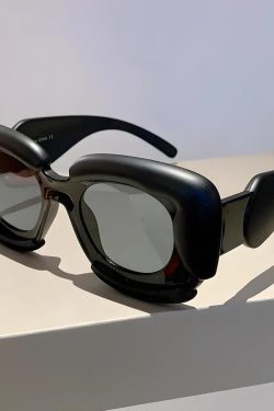 Retro Square Puffer Sunglasses - Perfect for Y2K and 90s Fashion Outfits