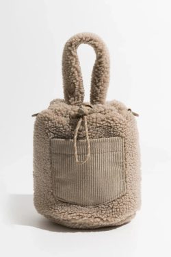 Retro Y2K Teddy Pocket Bucket Bag - Perfect for 90s and Grunge Outfits