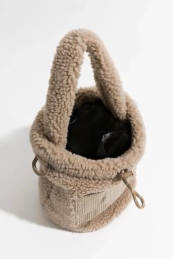 Retro Y2K Teddy Pocket Bucket Bag - Perfect for 90s and Grunge Outfits