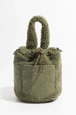 Retro Y2K Teddy Pocket Bucket Bag - Perfect for 90s and Grunge Outfits