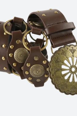 Vintage Ethnic Buckle Belt - Perfect for Y2K and 90s Retro Fashion