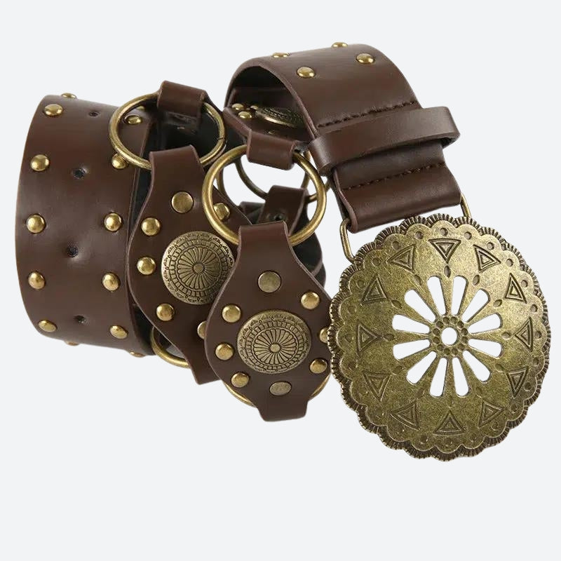 Vintage Ethnic Buckle Belt - Perfect for Y2K and 90s Retro Fashion