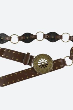 Vintage Ethnic Buckle Belt - Perfect for Y2K and 90s Retro Fashion